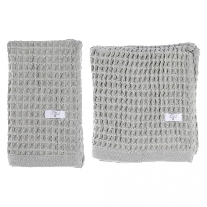 Coppia Asciugamani a Nido d'Ape Sweet Waffle Collection 30x50 + 50x90 cm. Grigio Chiaro
