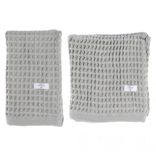 Blanc MariClò Coppia Asciugamani a Nido d’Ape Sweet Waffle Collection in Cotone 30x50 + 50x90 cm. Grigio Chiaro