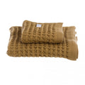 Coppia Asciugamani a Nido d'Ape Sweet Waffle Collection 30x50 + 50x90 cm. Ocra