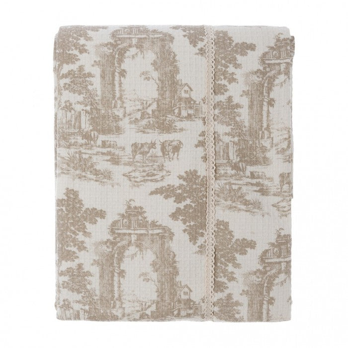 Copriletto Nido d'Ape Toile de Jouy Collection 250x250 cm.