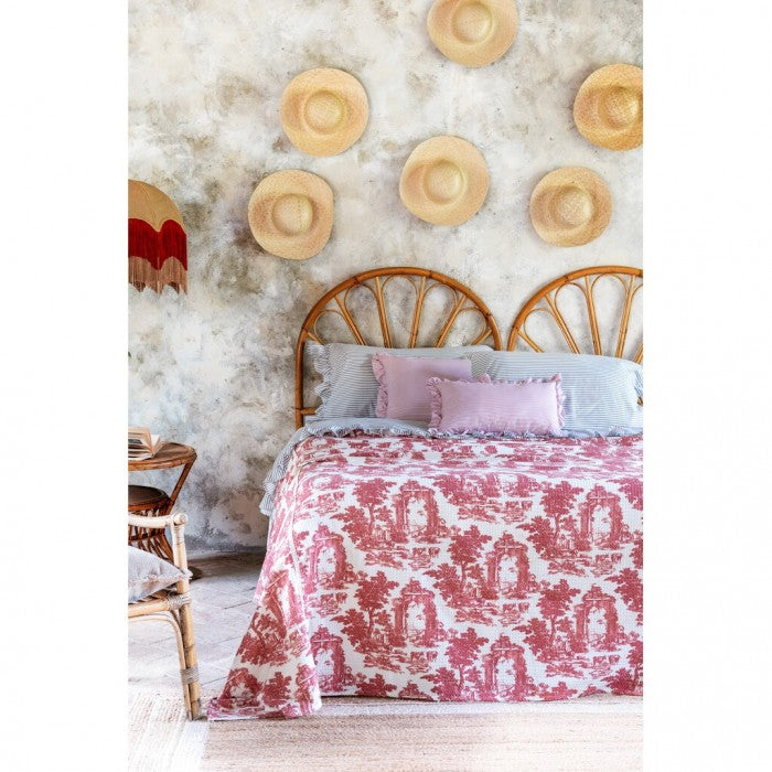 Copriletto Nido d'Ape Toile de Jouy Collection 250x250 cm.