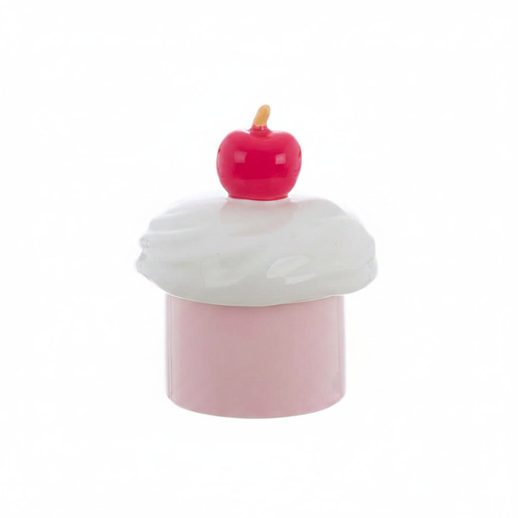 Blanc MariClò Candela Profumata Cupcake in Ceramica con Ciliegia 10x8 cm.