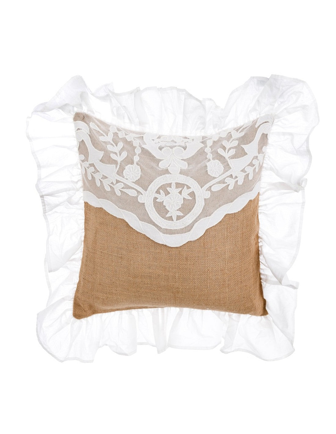 Blanc MariClò Cuscino Juta Collection in Juta Lino e Cotone con Gale 45x45 cm.