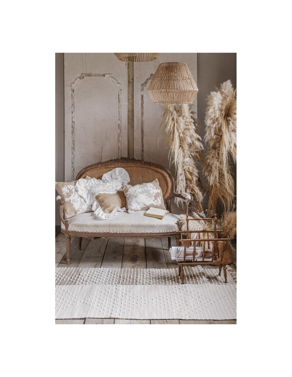 Blanc MariClò Cuscino Juta Collection in Juta Lino e Cotone con Pizzo 45x45 cm.
