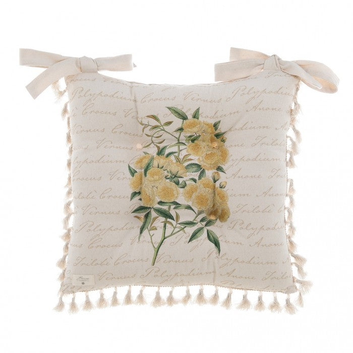 Blanc MariClò Cuscino Sedia con Nappe Le Botanique in Cotone 40x40 cm.