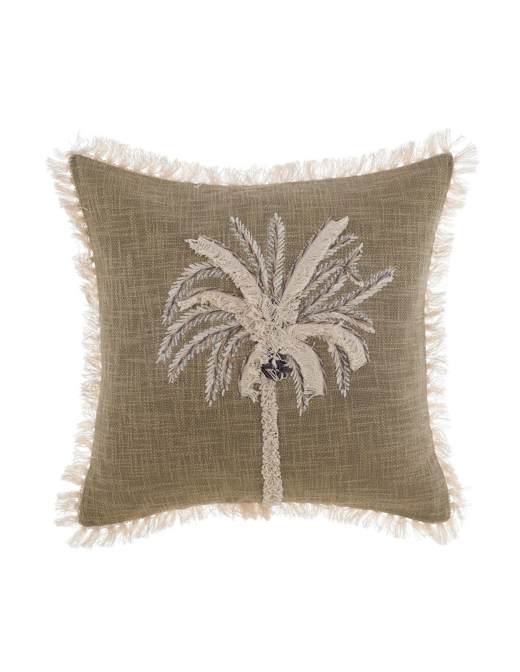 Blanc MariClò Cuscino Cocco Collection in Cotone con Ricamo Palme 45x45 cm.