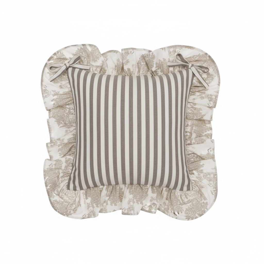 Copricuscino Righe sedia Toile de Jouy 40x40+12 cm.