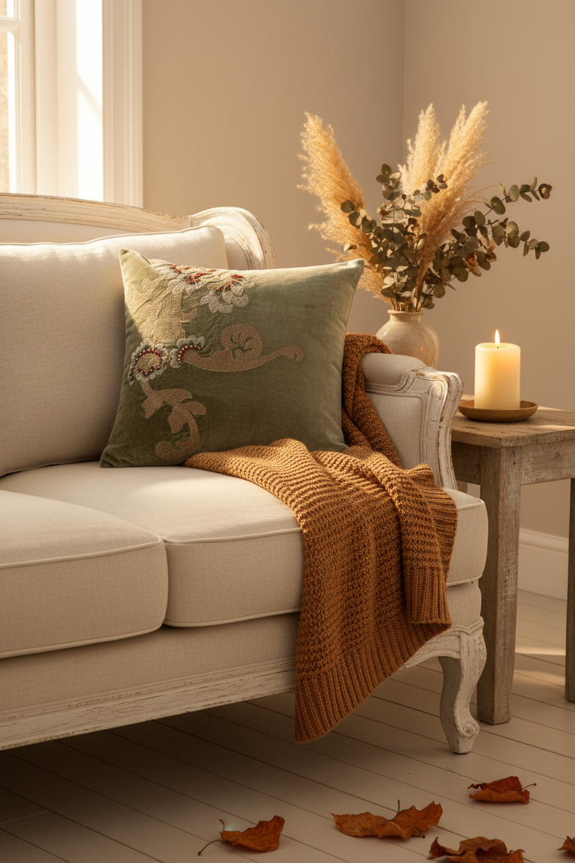 Cuscino Velvet - Ambientazione Autunnale Shabby v3
