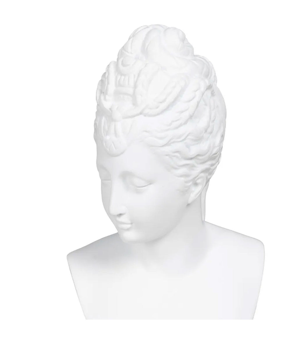 Ixia Busto Donna Decorativo in Resina Bianca 12,6x10,3x29,5 cm.