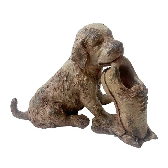 Blanc MariClò Decorazione Cortile Collection Cane con Scarpa in Resina 61x34x42 cm.
