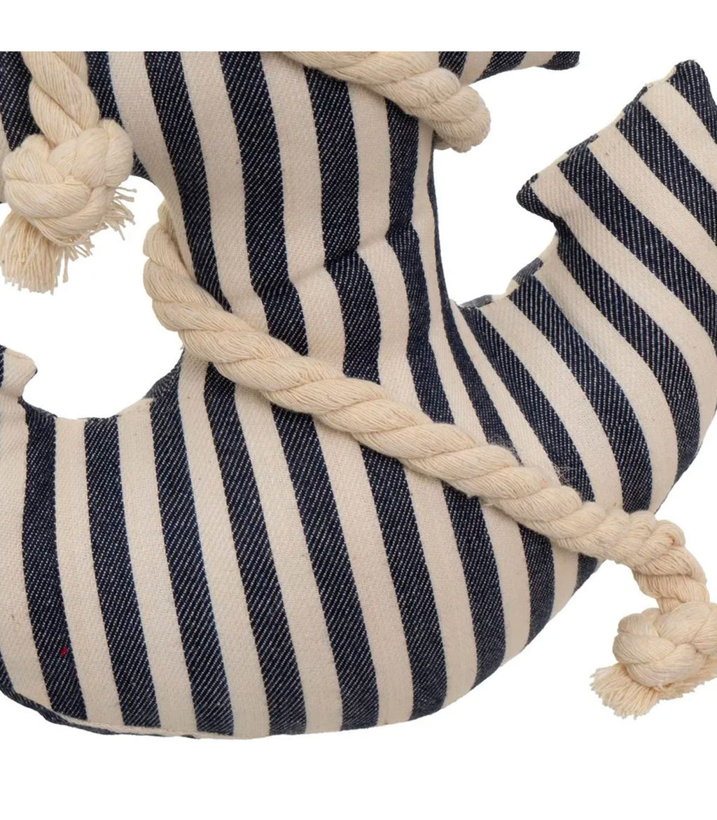 Ixia Fermaporta a Forma di Ancora in Cotone Blu e Bianco H 30 L 27 D 16 cm.