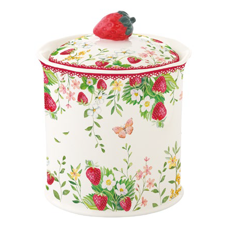 Barattolo in Porcellana Jardin de Fraises Collection 8,5x11 cm.