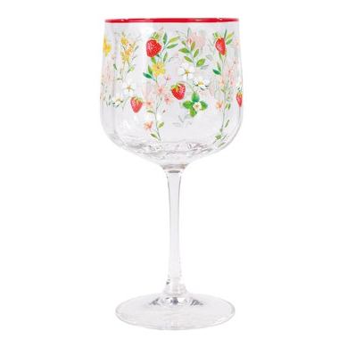 Set 2 Calici Decorati in Vetro Jardin de Fraises Collection 450 ml.