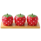 Easy Life Set Aperitivo Vassoio con 3 Barattoli Jardin de Fraises Collection in Porcellana