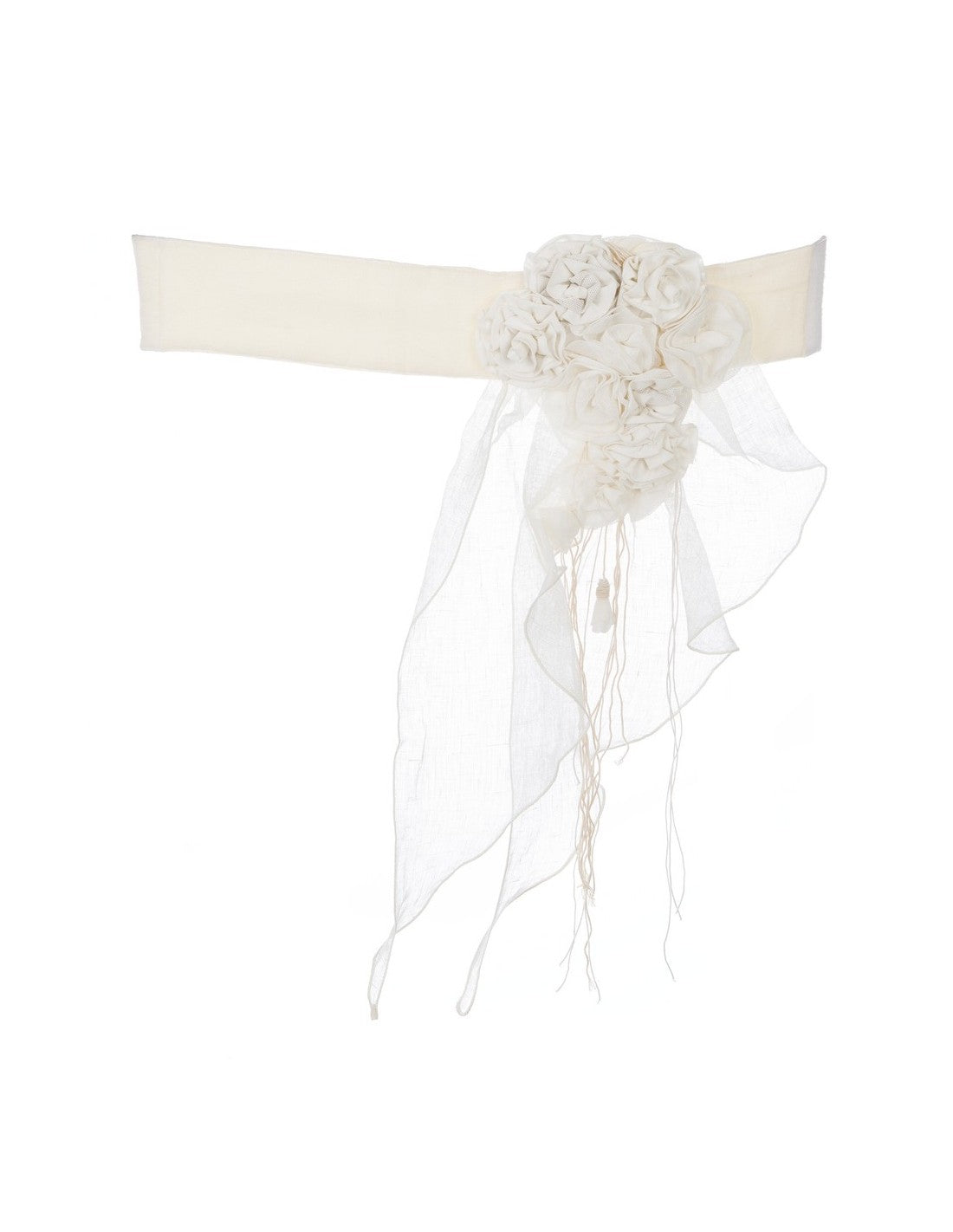 Blanc MariClò Embrasse Capolavoro in Lino con Bouquet di Rose e Velo 55x70 cm.