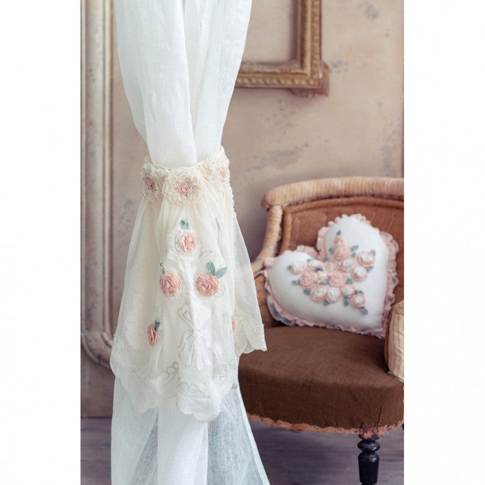 Blanc MariClò Embrasse Artigianale con Rose e Trina 10x55 cm.