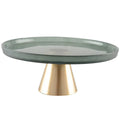 Aulica Alzata per Torte in Vetro Verde e Oro H 28 cm. D 28 cm.