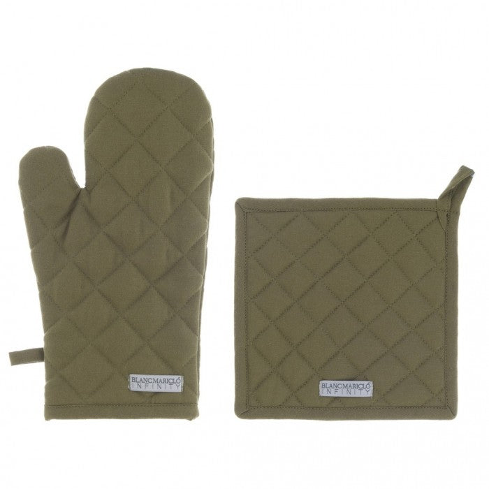 Blanc MariClò Set Guanto e Presina Infinity Collection in Cotone Verde Salvia