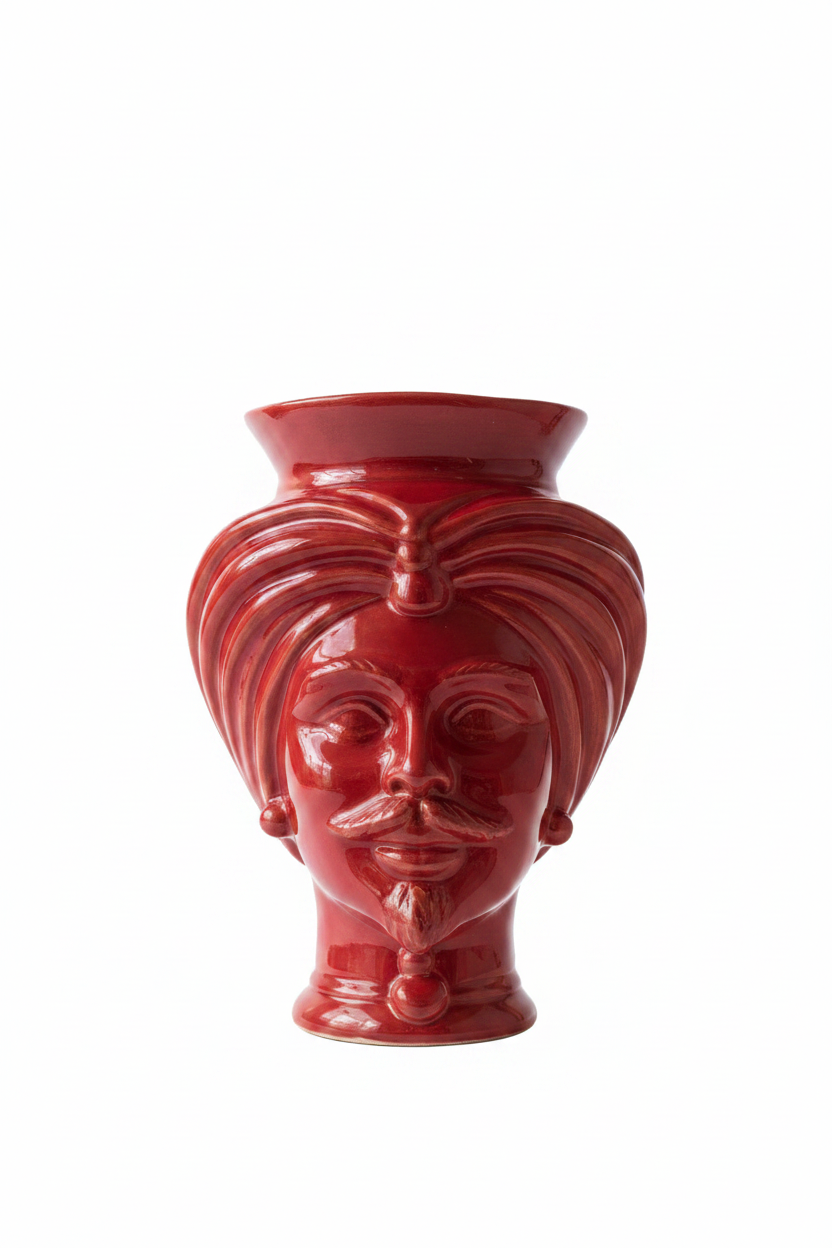 Testa di Moro Uomo Ceramica Rossa - sfondo bianco