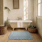 Tappeto azzurro polvere chiaro con doppia gala - scena bagno