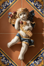 Ceramiche Sofia Caltagirone Angelo 4 Stagioni Fascia Blu in Ceramica 13x16 cm