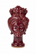 Ceramiche Sofia Caltagirone Testa di Moro Donna in Ceramica Bordeaux 16 cm