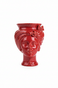 Ceramiche Sofia Caltagirone Testa di Moro Donna in Ceramica Rossa 16 cm