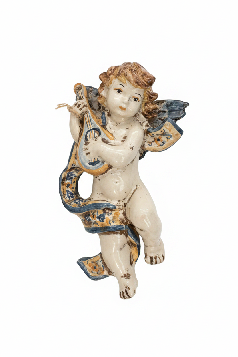 Ceramiche Sofia Caltagirone Angelo Musico con Arpa in Ceramica 20 cm
