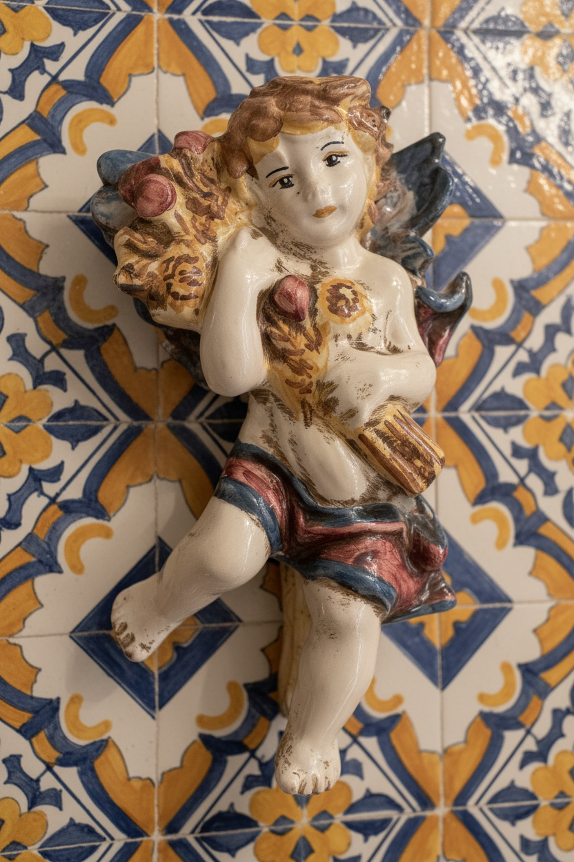 Ceramiche Sofia Caltagirone Angelo 4 Stagioni Fascia Rossa in Ceramica 13x16 cm