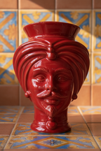 Ceramiche Sofia Caltagirone Testa di Moro Uomo in Ceramica Rossa 16 cm