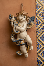 Ceramiche Sofia Caltagirone Angelo Musico con Arpa in Ceramica 20 cm