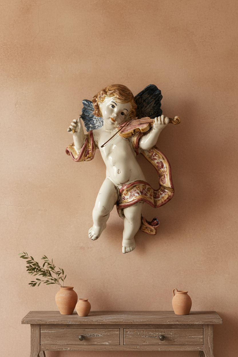 Angelo Musico con Violino Ceramica Sofia Caltagirone - ambientazione