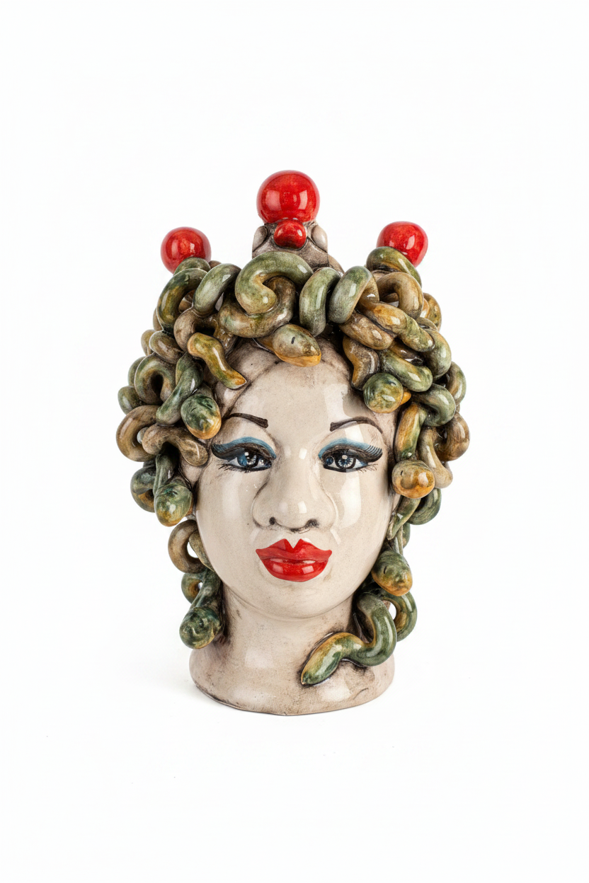 Ceramiche Sofia Caltagirone Testa di Moro Medusa in Ceramica 40 cm