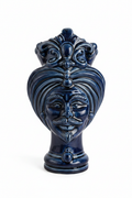 Ceramiche Sofia Caltagirone Testa di Moro Uomo in Ceramica Blu Notte 16 cm