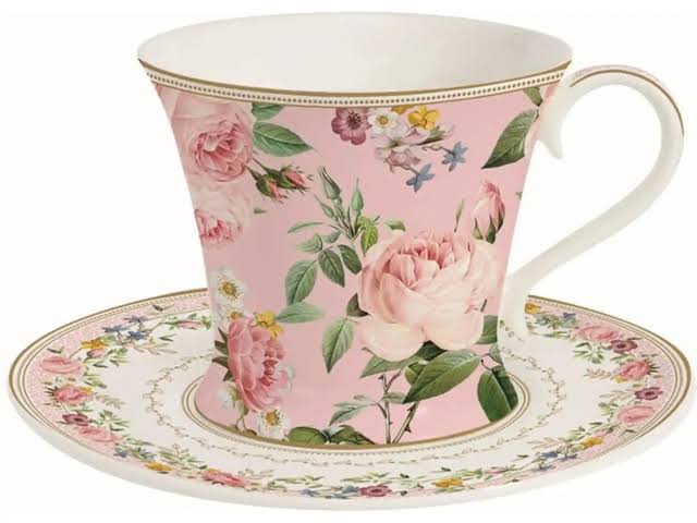 Easy Life Tazza da Tè con Piattino Chant des Roses Collection in Porcellana 200 ml.