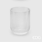 EDG Enzo De Gasperi Set 4 Bicchieri Righe Tumbler in Vetro H9 Ø7 cm.