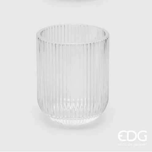 EDG Enzo De Gasperi Set 4 Bicchieri Righe Tumbler in Vetro H9 Ø7 cm.