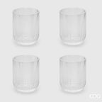 EDG Enzo De Gasperi Set 4 Bicchieri Righe Tumbler in Vetro H9 Ø7 cm.