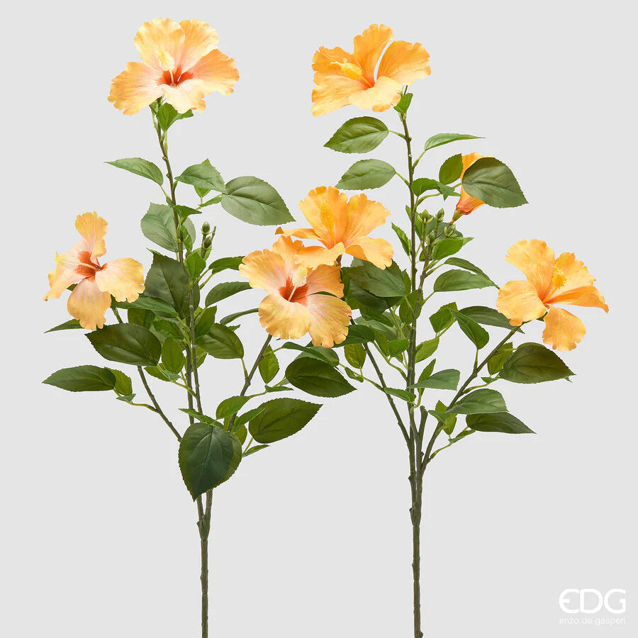 Hibiscus EDG Ramo 4 Fiori con Foglie 90 cm.