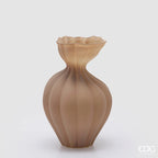 EDG Enzo De Gasperi Vaso Flow Sinuoso in Vetro Marrone Chiaro H 30,5 cm. D 19,5 cm.