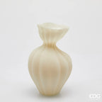 EDG Enzo De Gasperi Vaso Flow Sinuoso in Vetro Avorio H 30,5 cm. D 19,5 cm.