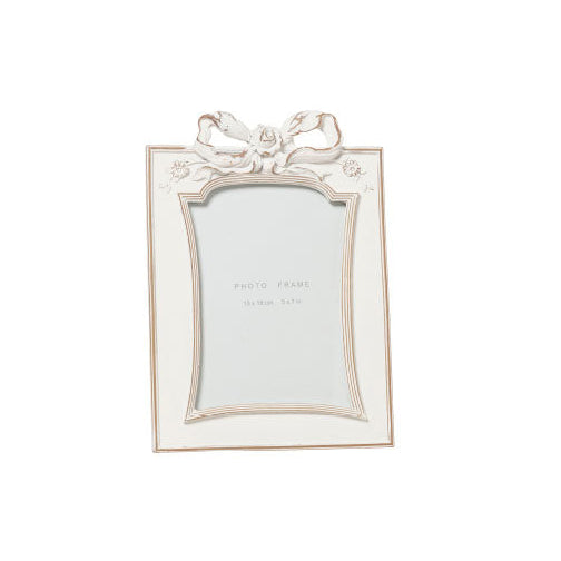 Blanc MariClò Portafoto L'Arte di Nacchi Resina Avorio con Fiocco e Rose 18x25 cm.
