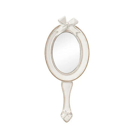 L'Arte di Nacchi Specchietto da Toilette con Manico e Fiocco in Resina H. 25,5 cm.