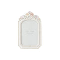 L'Arte di Nacchi Portafoto con Fregio di Rose in Resina Bianco Gesso 13x21 cm. (Set 2 pz.)