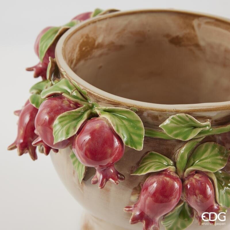 EDG Enzo De Gasperi Vaso Freaky Melograno in Ceramica Bianco Rosso H 18,5 cm. D 25 cm.