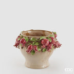 EDG Enzo De Gasperi Vaso Freaky Melograno in Ceramica Bianco Rosso H 18,5 cm. D 25 cm.