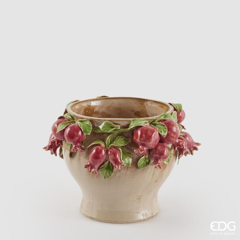 EDG Enzo De Gasperi Vaso Freaky Melograno in Ceramica Bianco Rosso H 18,5 cm. D 25 cm.