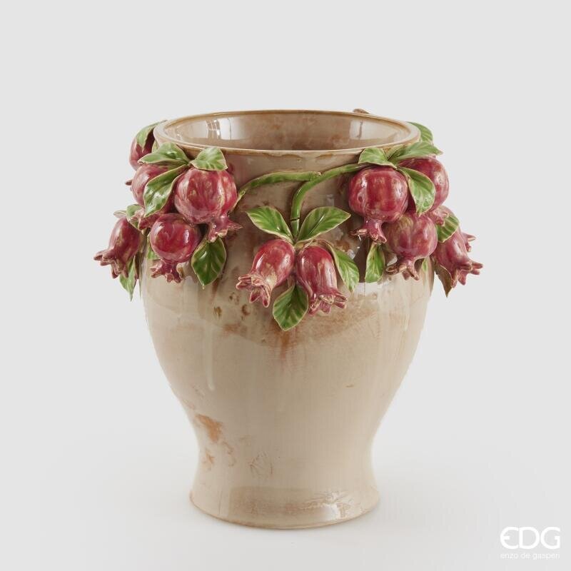 EDG Enzo De Gasperi Vaso Freaky Melograno in Ceramica Bianco Rosso H 27,5 cm. D 26,5 cm.