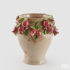 EDG Enzo De Gasperi Vaso Freaky Melograno in Ceramica Bianco Rosso H 27,5 cm. D 26,5 cm.