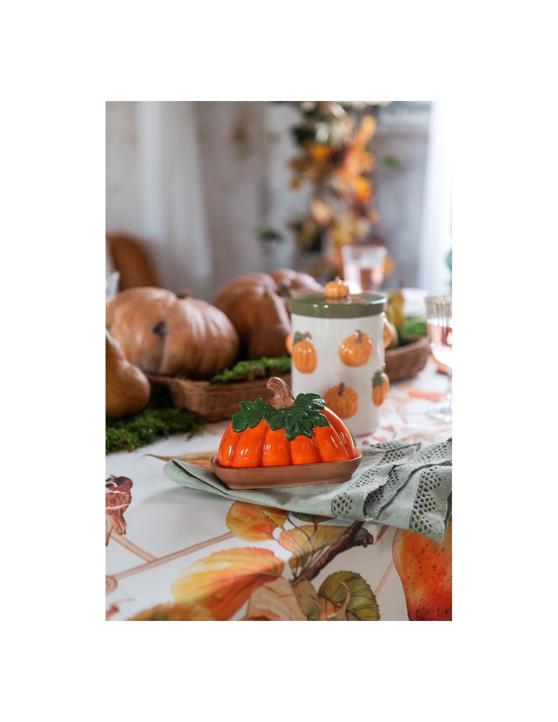 Blanc MariClò Porta Burro Zucca Gourmandise d'Automne in Ceramica 15,50x10,70x9 cm.